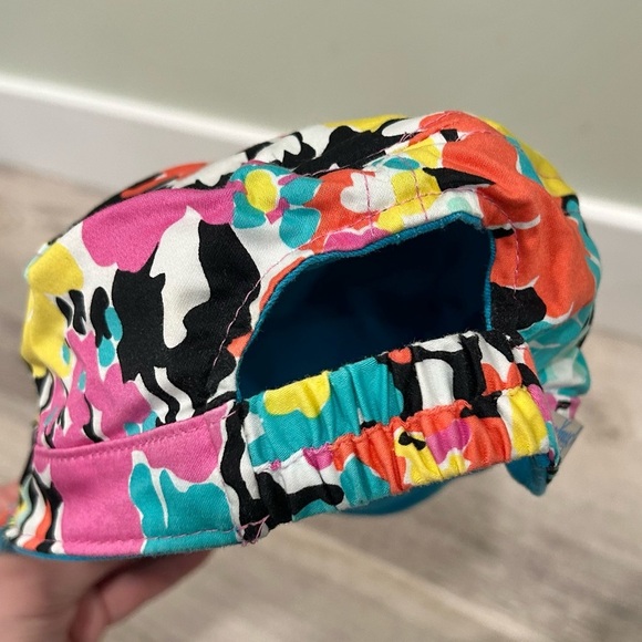 Lady Hagen Floral Turquoise Reversible Golf Hat Cap Elastic Back One Size - Picture 7 of 7